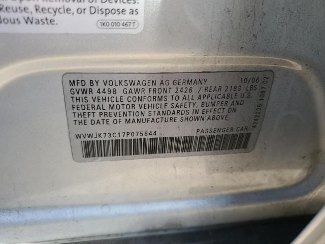 2007 Volkswagen Passat VIN: WVWJK73C17P075644 Lot: 69351963