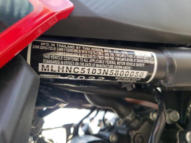 2022 HONDA CBR300R - MLHNC5103N5800050