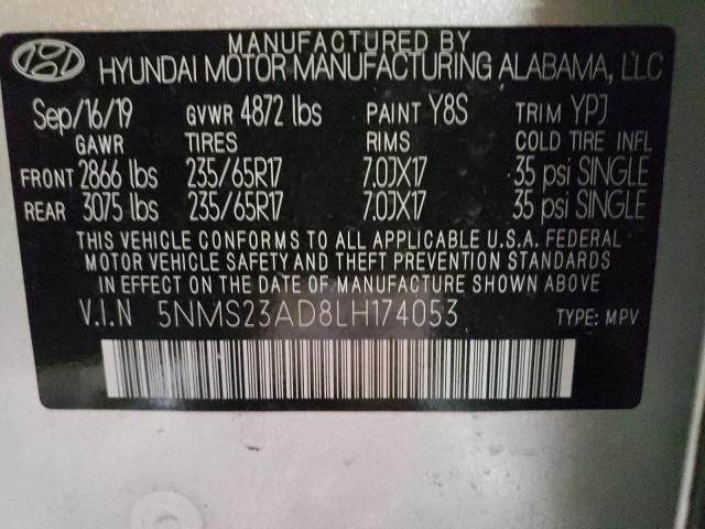 5NMS23AD8LH174053 Hyundai Santa Fe Se