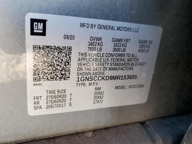 2021 CHEVROLET SUBURBAN C - 1GNSCCKD9MR153695