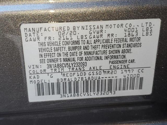 3N1AB8CV5LY232093 | 2020 NISSAN SENTRA SV