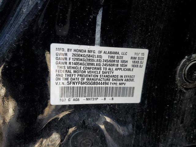 5FNYF6H55GB044494 Honda PILOT EXL