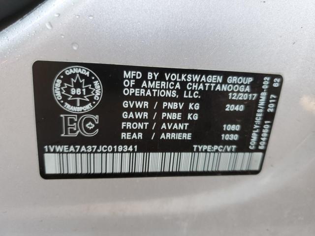 2018 VOLKSWAGEN PASSAT HIG 1VWEA7A37JC019341