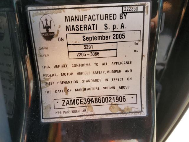 ZAMCE39A860021906 2006 Maserati Quattroporte M139