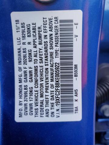 19XFC2F88KE005922 Honda Civic Sport