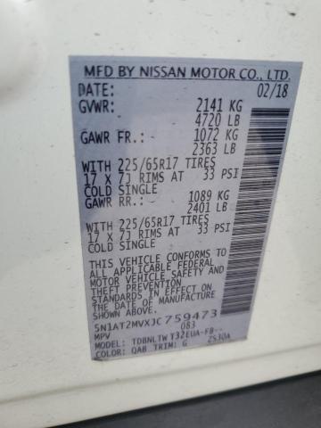 5N1AT2MVXJC759473 Nissan ROGUE S
