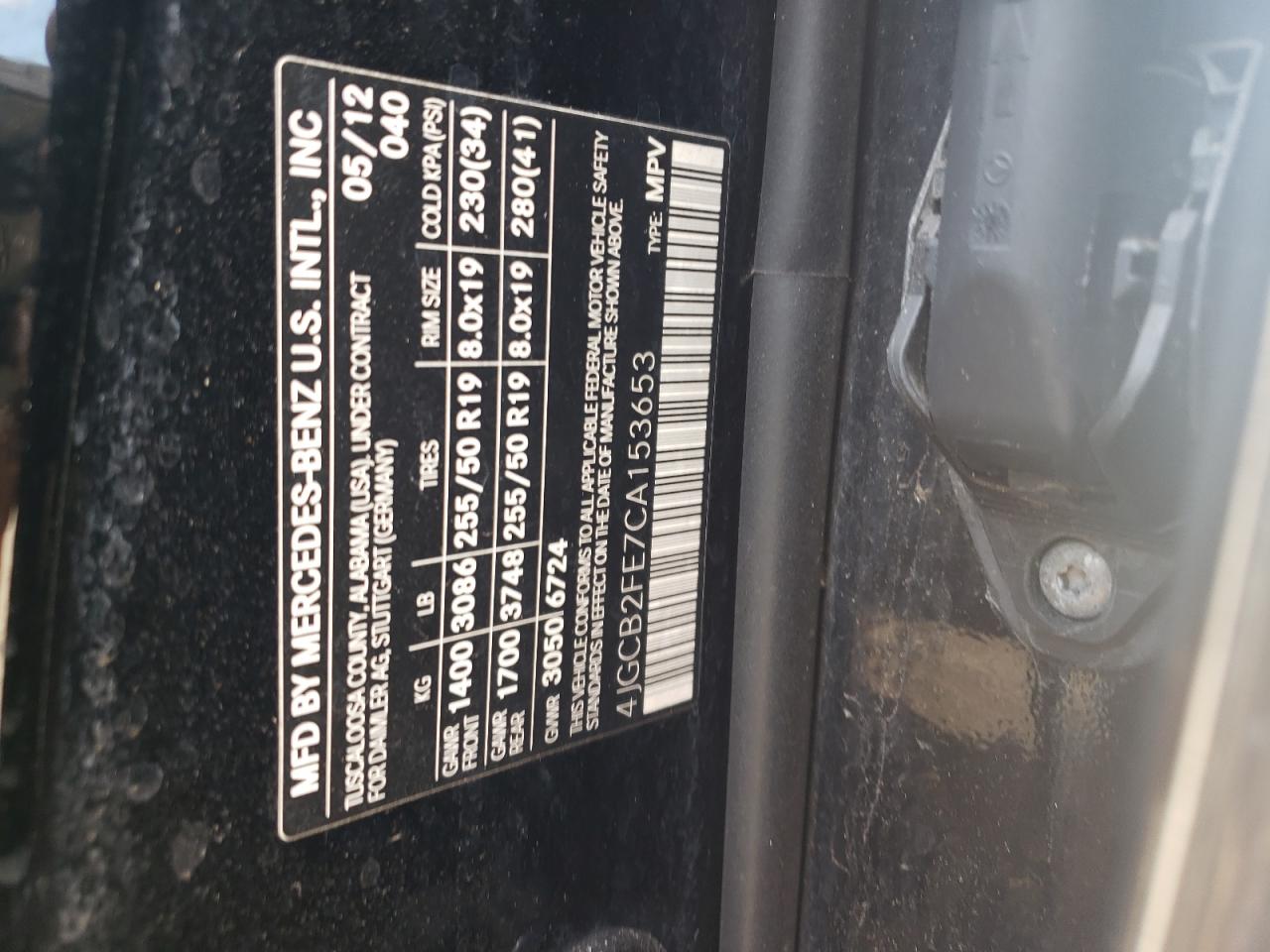 2012 Mercedes-Benz R 350 Bluetec vin: 4JGCB2FE7CA153653