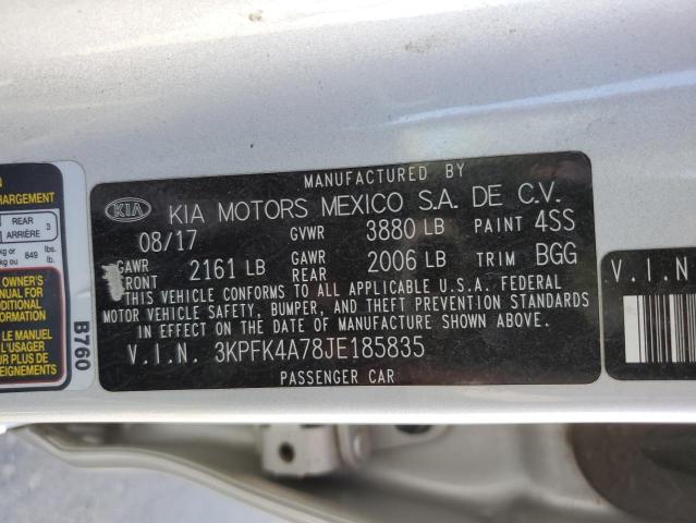 3KPFK4A78JE185835 KIA FORTE LX
