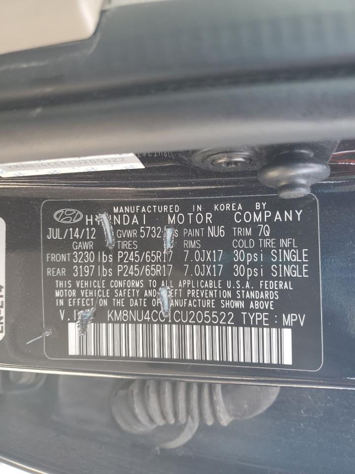 2012 Hyundai Veracruz Gls vin: KM8NU4CC1CU205522