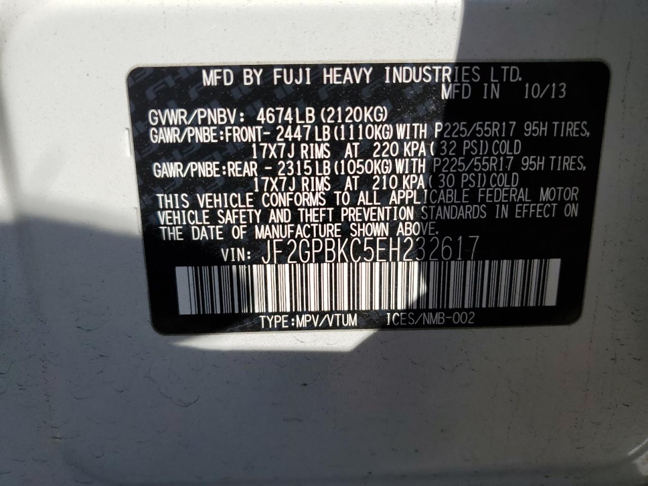 jf2gpbkc5eh232617 JF2GPBKC5EH232617 2014 Subaru Xv Crosstrek 2.0I Hybrid Touring