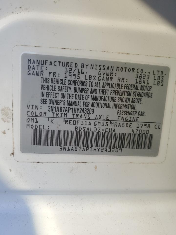 3N1AB7AP1HY243209 NISSAN SENTRA 2017