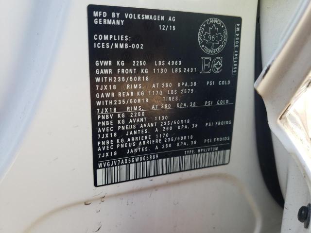 2016 VOLKSWAGEN TIGUAN COM WVGJV7AX5GW065889