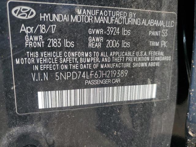 5NPD74LF6JH219389 | 2018 HYUNDAI ELANTRA SE