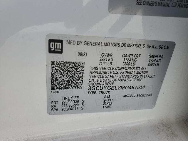 3GCUYGEL8MG467514 | 2021 CHEVROLET SILVERADO