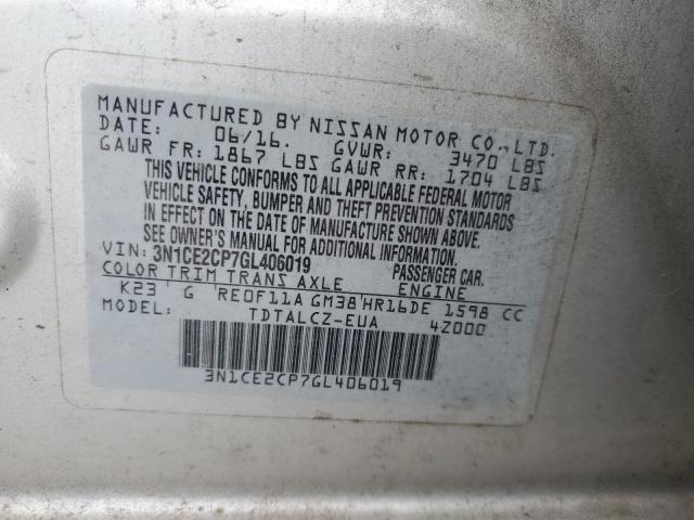 3N1CE2CP7GL406019 Nissan Versa Note S