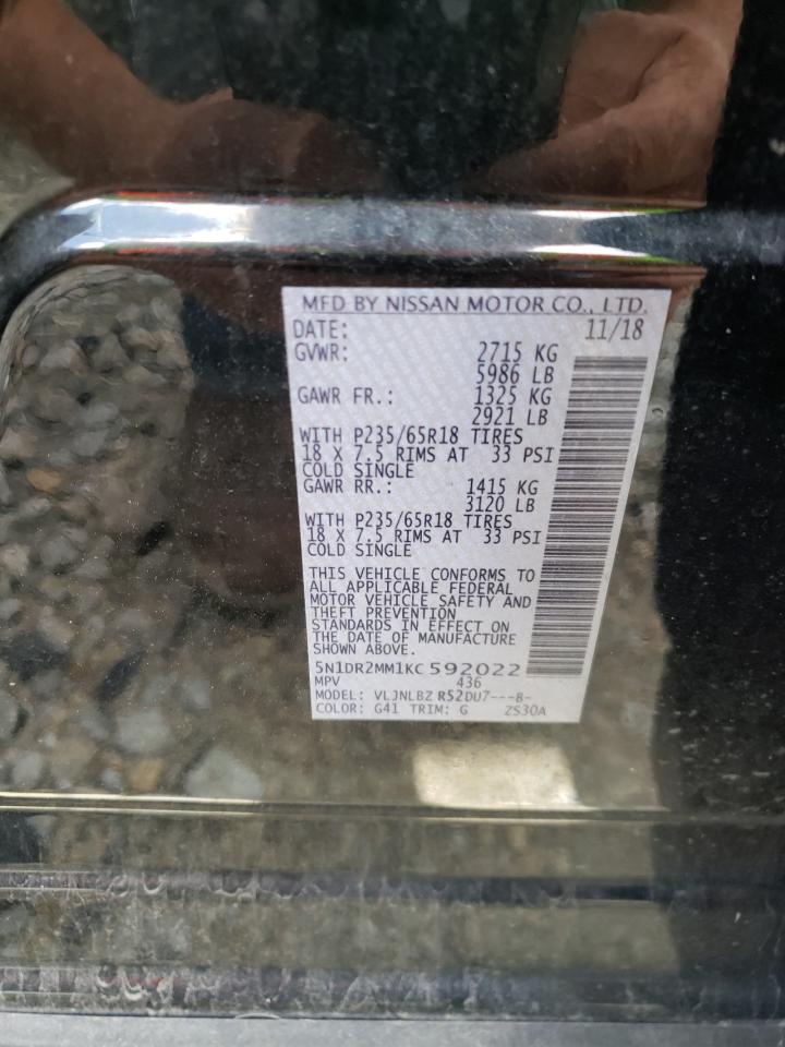5N1DR2MM1KC592022 NISSAN PATHFINDER 2019