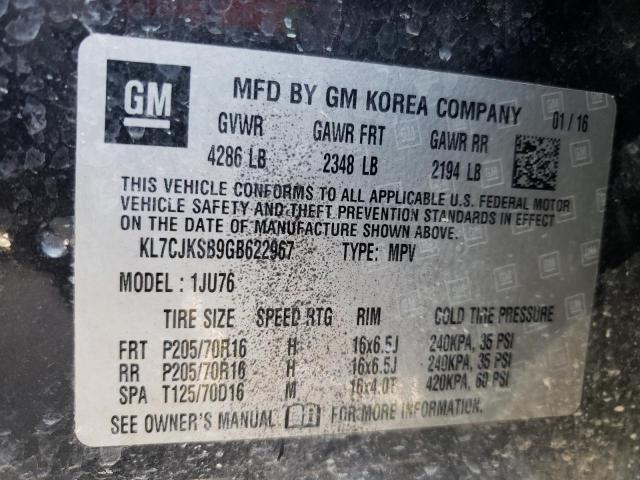 KL7CJKSB9GB622967 Chevrolet TRAX LS