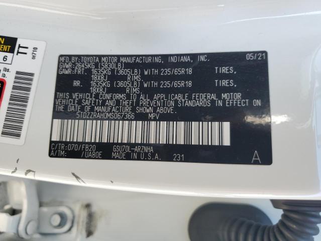5TDZZRAH0MS067366 Toyota Highlander L