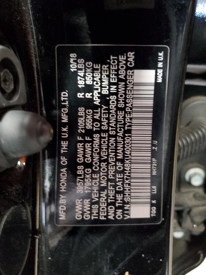 SHHFK7H48KU400301 HONDA CIVIC 2019