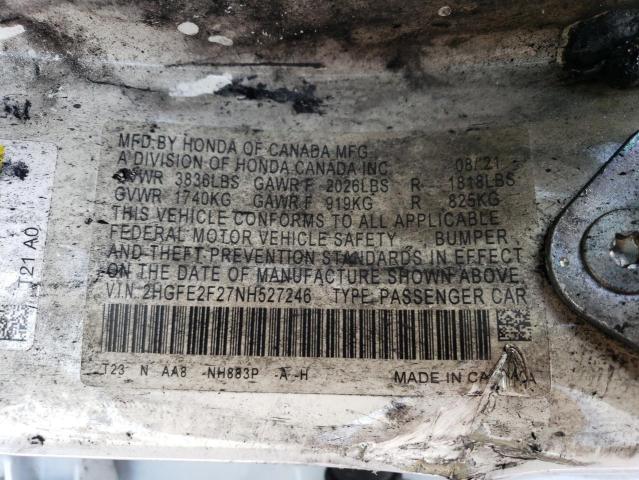 2022 HONDA CIVIC LX 2HGFE2F27NH527246