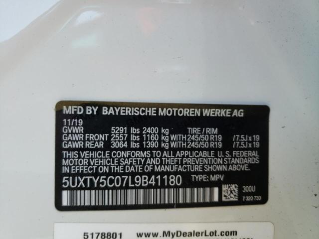 5UXTY5C07L9B41180 2020 BMW X3, photo no. 10