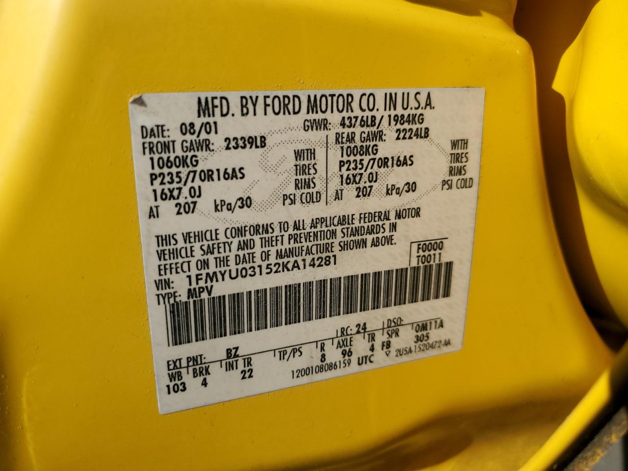 1FMYU03152KA14281 2002 Ford Escape Xlt