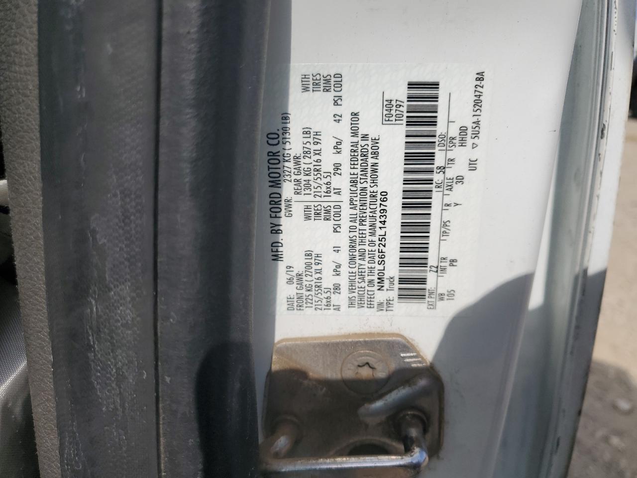 NM0LS6F25L1439760 FORD TRANSIT 2020