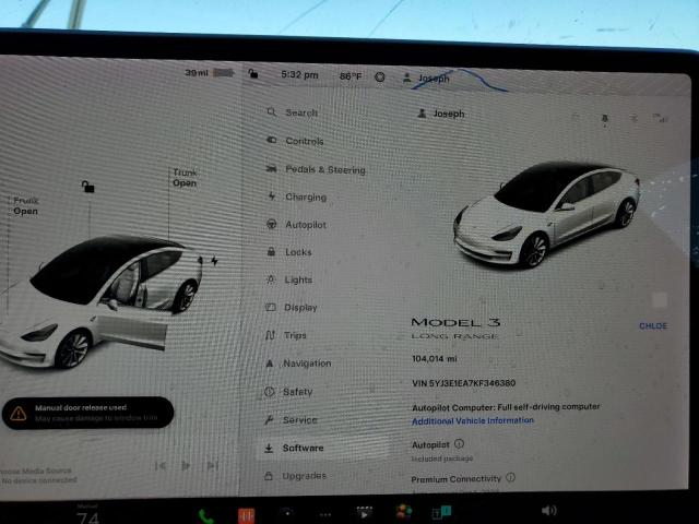 2019 TESLA MODEL 3 - 5YJ3E1EA7KF346380