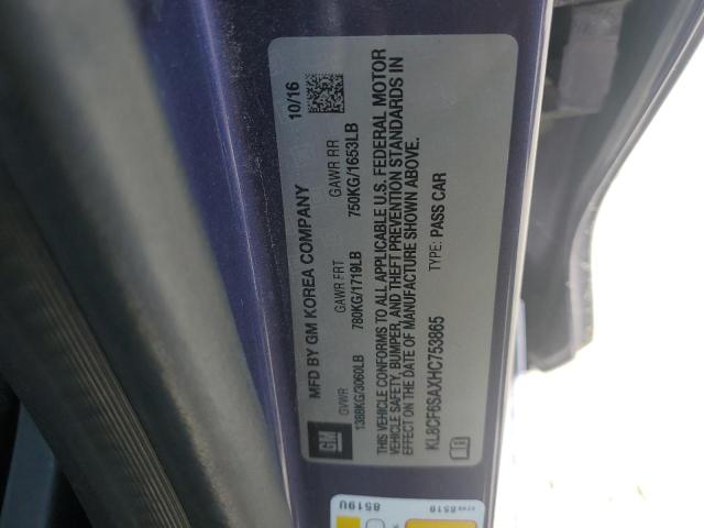 KL8CF6SAXHC753865 Chevrolet Spark 2lt