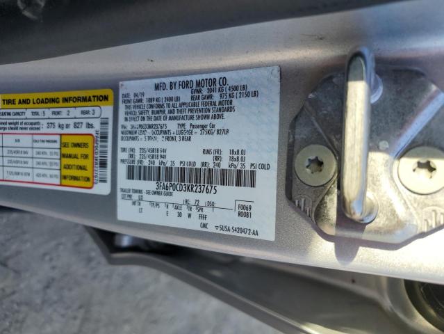 3FA6P0CD3KR237675 Ford FUSION SEL