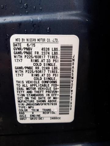 JN8AS5MV0FW767939 Nissan Rogue Select S
