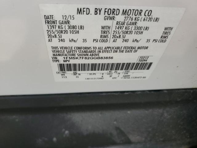 VIN 1FM5K7F82GGB83856 2016 Ford Explorer, Limited no.13