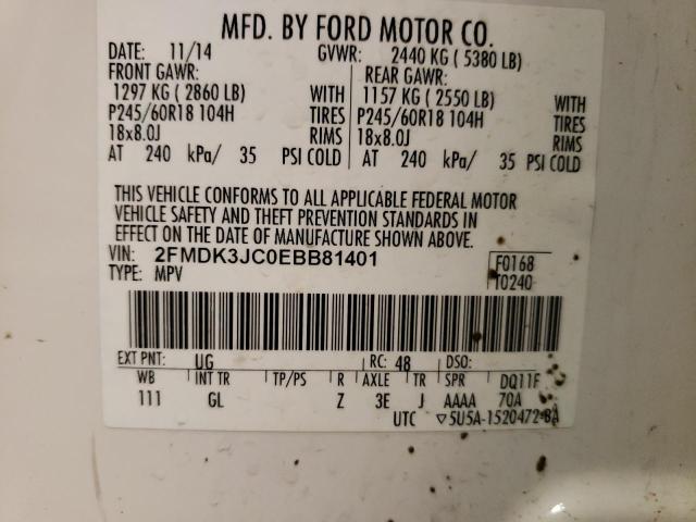 2FMDK3JC0EBB81401 Ford EDGE SEL