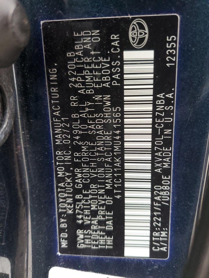 4T1C11AK1MU441565 TOYOTA CAMRY 2021