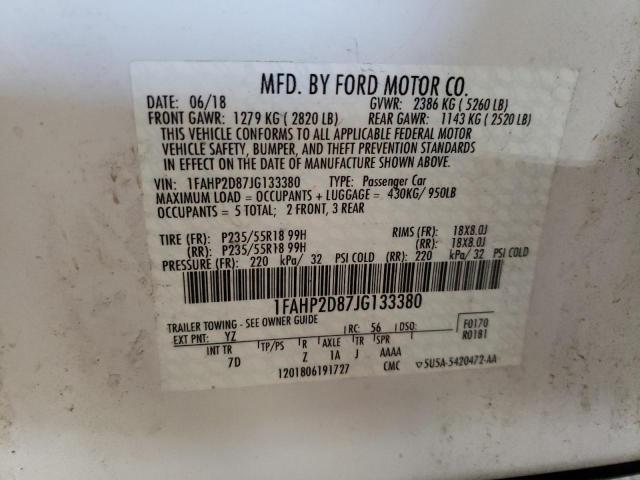 1FAHP2D87JG133380 Ford TAURUS SE
