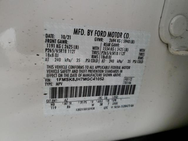 2021 FORD EXPLORER T 1FMSK8JH7MGC41052