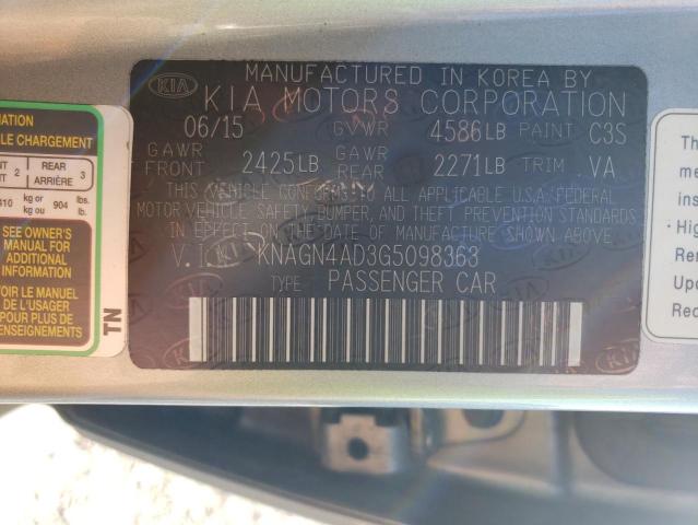 KNAGN4AD3G5098363 | 2016 KIA OPTIMA HYB