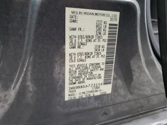 1N6ED0EB1LN723154 Nissan FRONTIER S