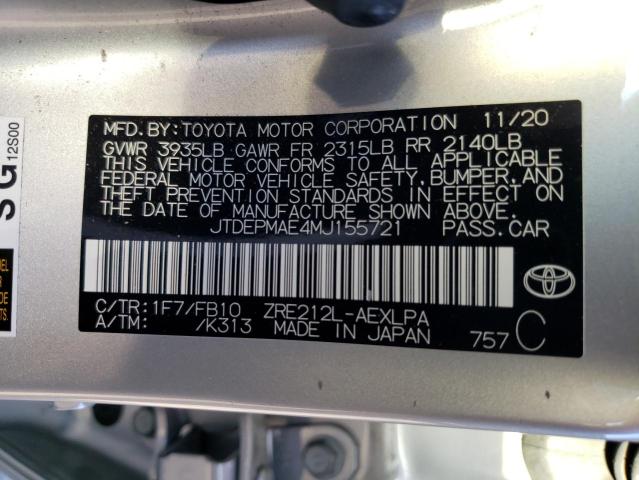 JTDEPMAE4MJ155721 Toyota COROLLA LE