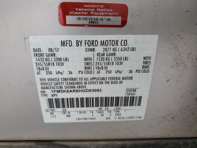 1FM5K8AR8HGD93093 Ford Explorer Police Interceptor