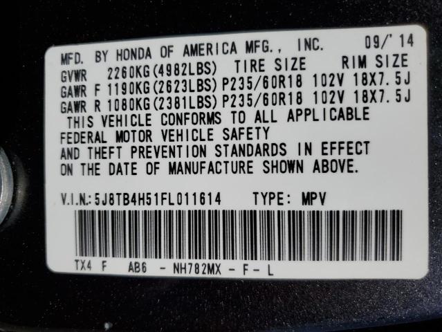 5J8TB4H51FL011614 Acura Rdx Technology