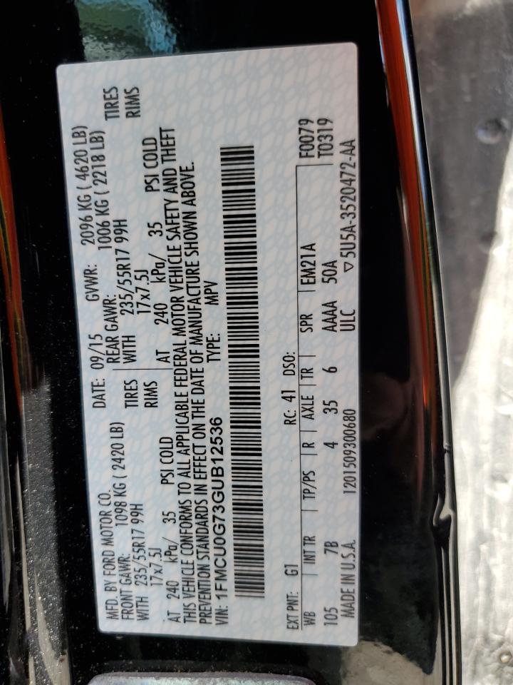 1FMCU0G73GUB12536 FORD ESCAPE 2016