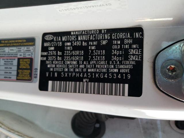 5XYPH4A51KG453419 KIA SORENTO EX