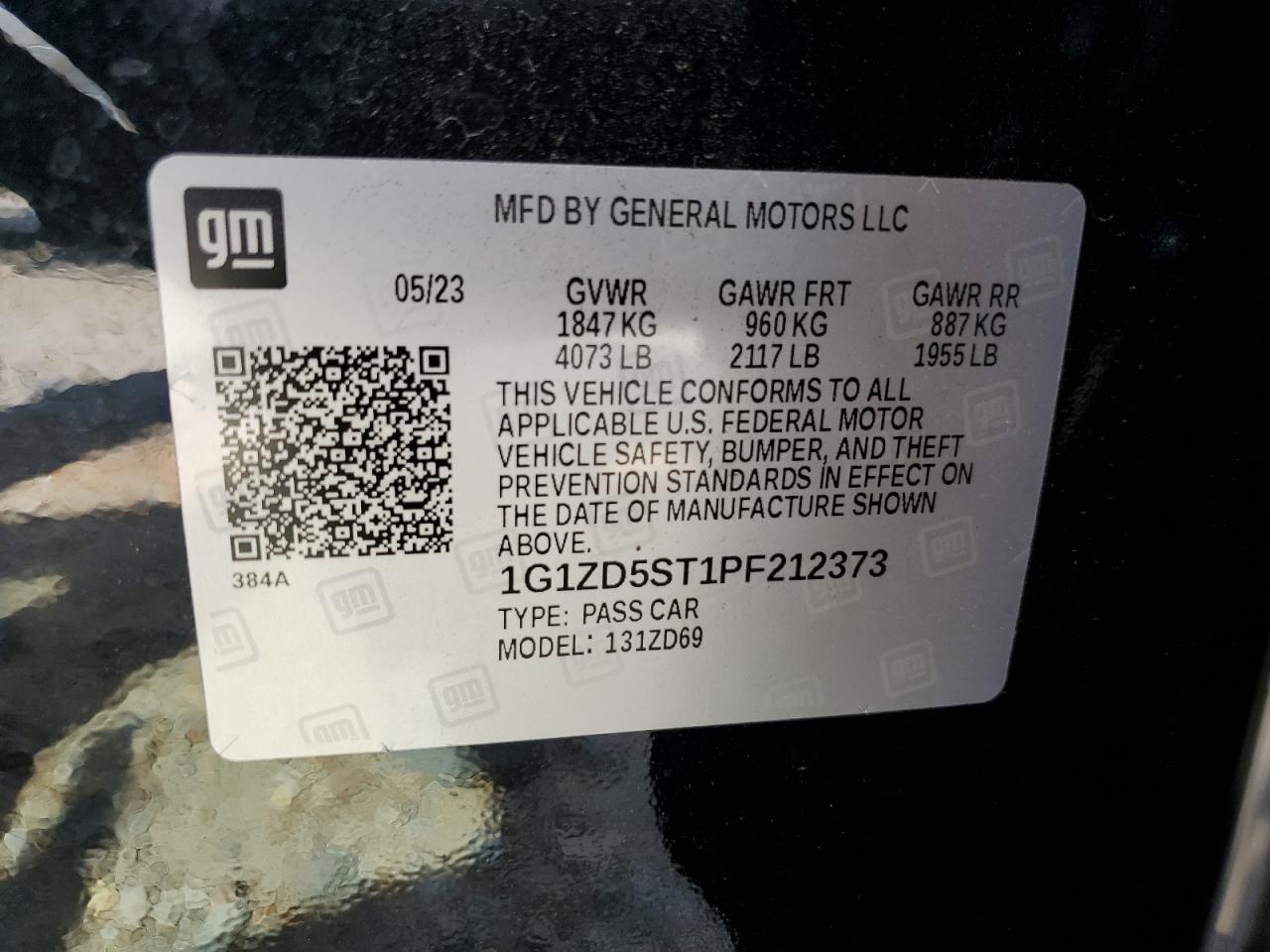 1G1ZD5ST1PF212373 CHEVROLET MALIBU 2023