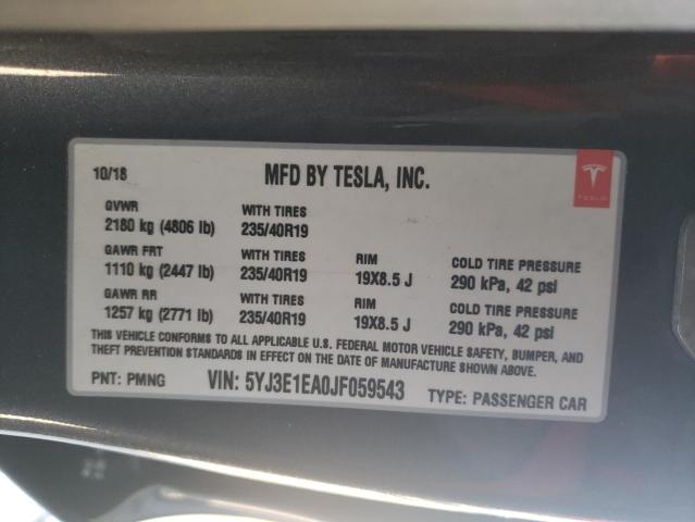 5YJ3E1EA0JF059543 | 2018 TESLA DONATION