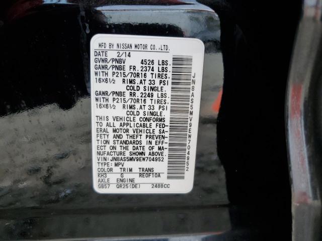 JN8AS5MV9EW704952 Nissan Rogue Select S