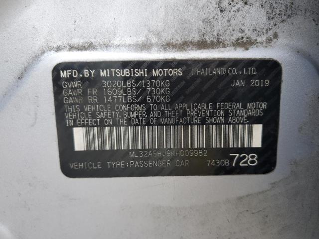 2019 MITSUBISHI MIRAGE LE ML32A5HJ9KH009982