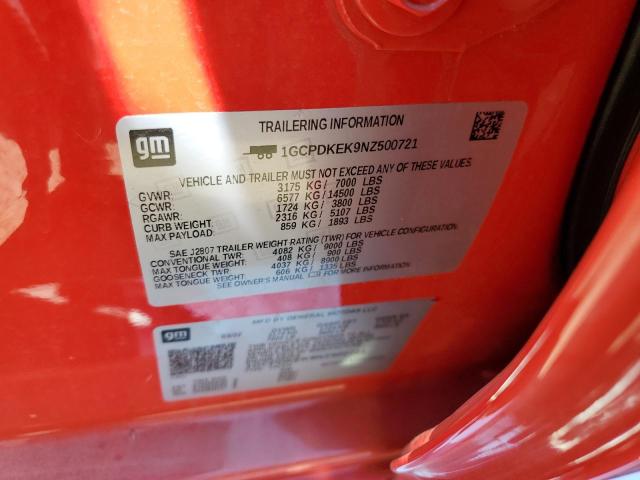 2022 CHEVROLET SILV1500 4 1GCPDKEK9NZ500721