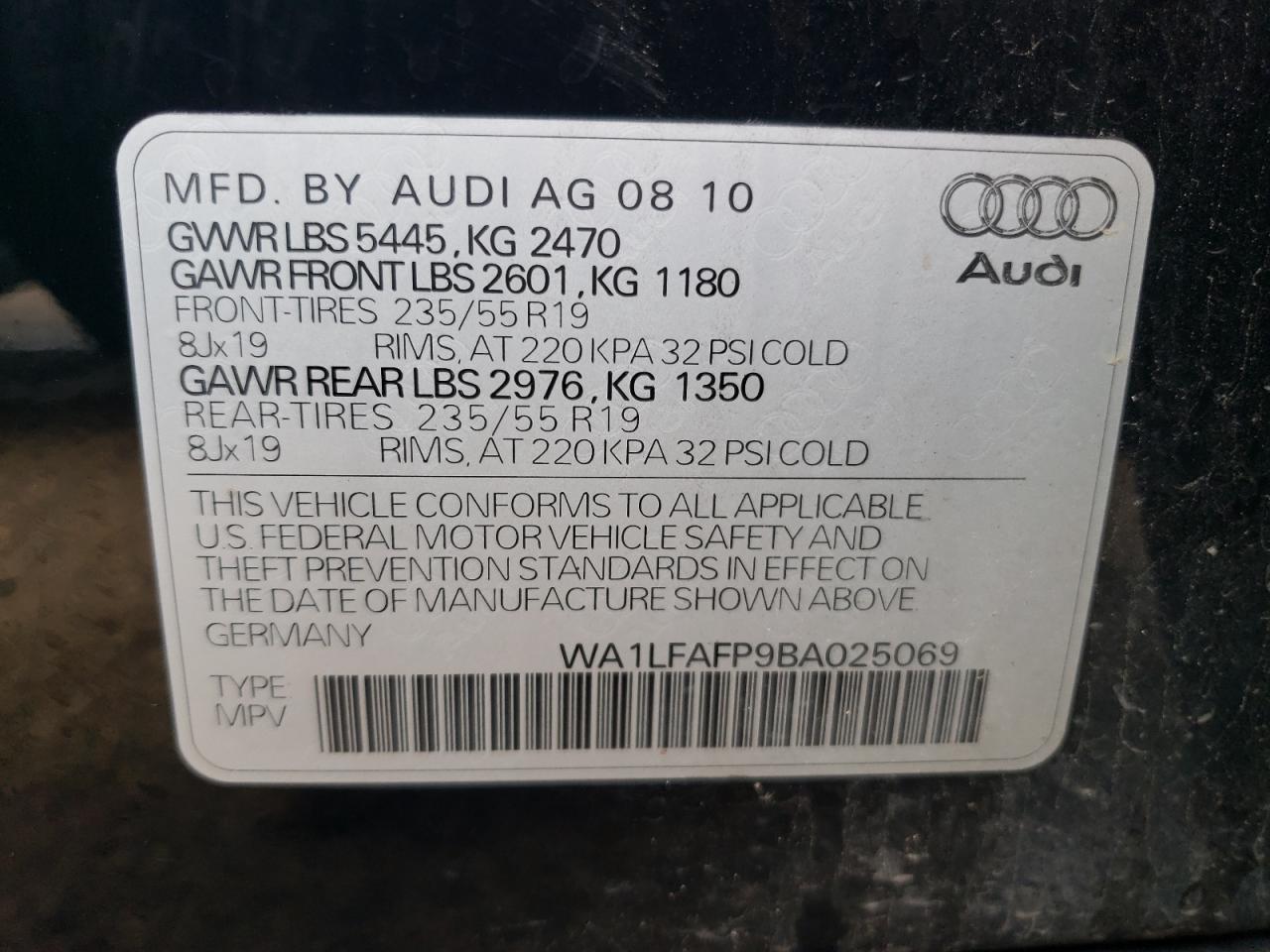 WA1LFAFP9BA025069 2011 Audi Q5 Premium Plus