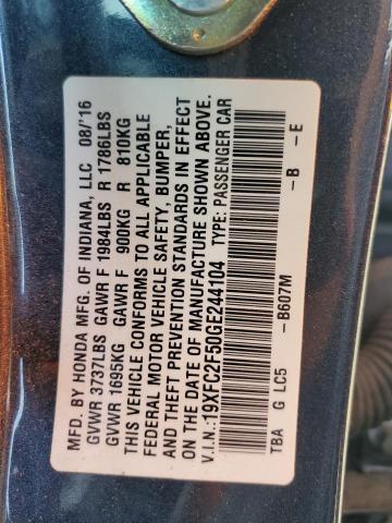 19XFC2F50GE244104 Honda Civic Lx